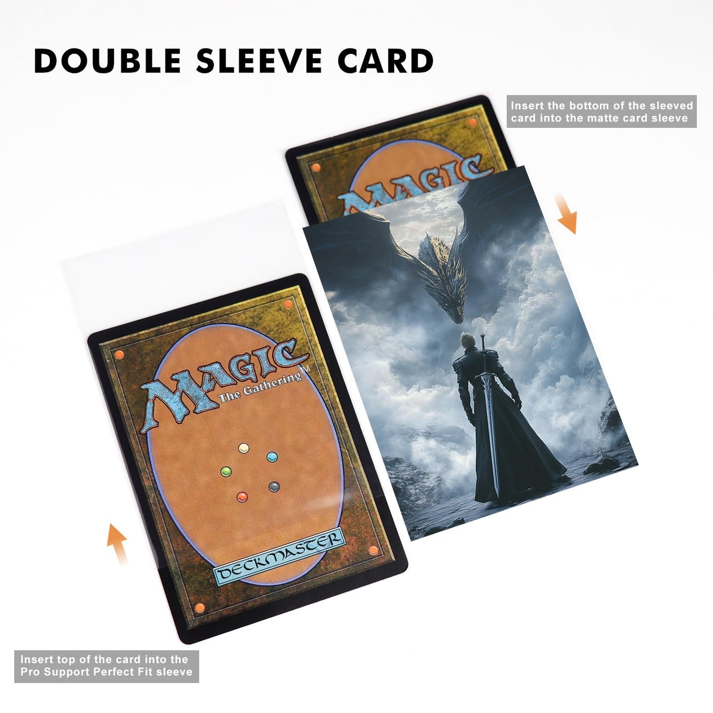 Katomula 100 MTG Card Sleeves with 100 Inner Sleeve, Textured Back Art Sleeves, Fit Standard Size Cards - Fantasy Dragon