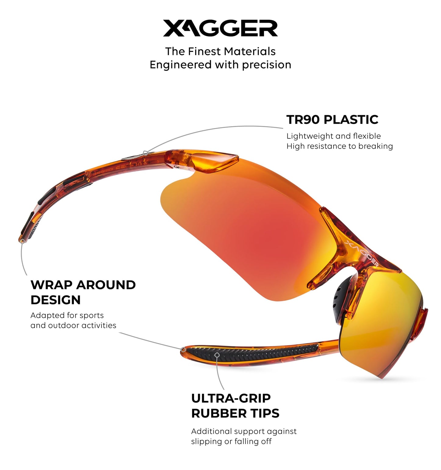 Xagger Kids Youth Polarized Sports Sunglasses for Boys Girls Baseball Softball Glasses TR90 Frame
