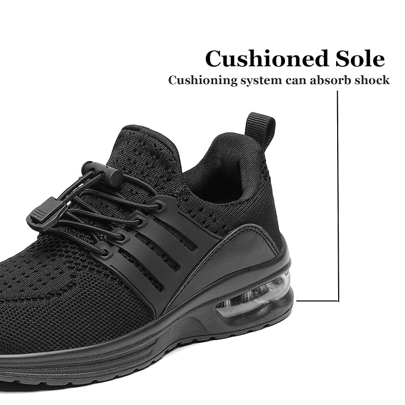 Kids Lightweight Running Sneakers for Boys & Girls - All Black, 3.5 Big Kid