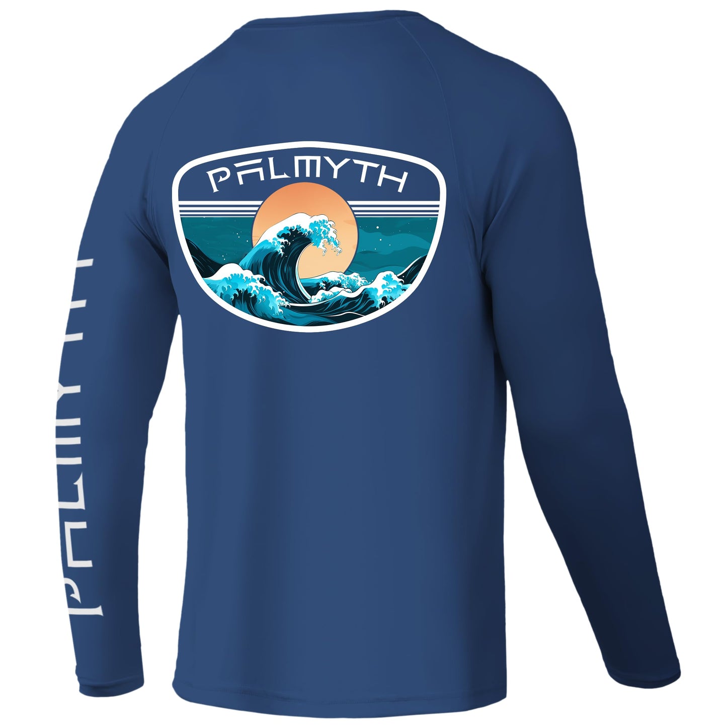 Palmyth Fishing Shirts for Men Long Sleeve UPF 50+ T Shirt Sun Protection Tee (Dark Blue/Tidal, XL)