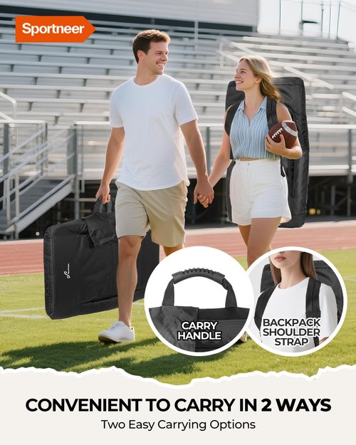 Sportneer Bleacher Chairs with Back and Cushion: 2.5'' Thick Comfy Cushion 24'' Extra Wide Stadium Seats with Armrest, 6 Adjustable Angle Bleacher Seat for Sport Events Concerts Parks Camping Fishing