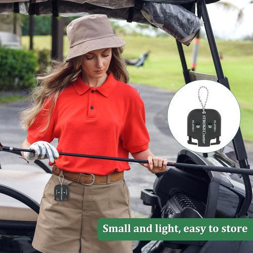 PEUTIER 2pcs Golf Stroke Counter, Mini Golf Ball Shot Clicker Counter Black Golf Score Keeper Swing Scoreboard Accessories with Dial Reset Tool Key Chain for Different Kinds of Competitions and Games