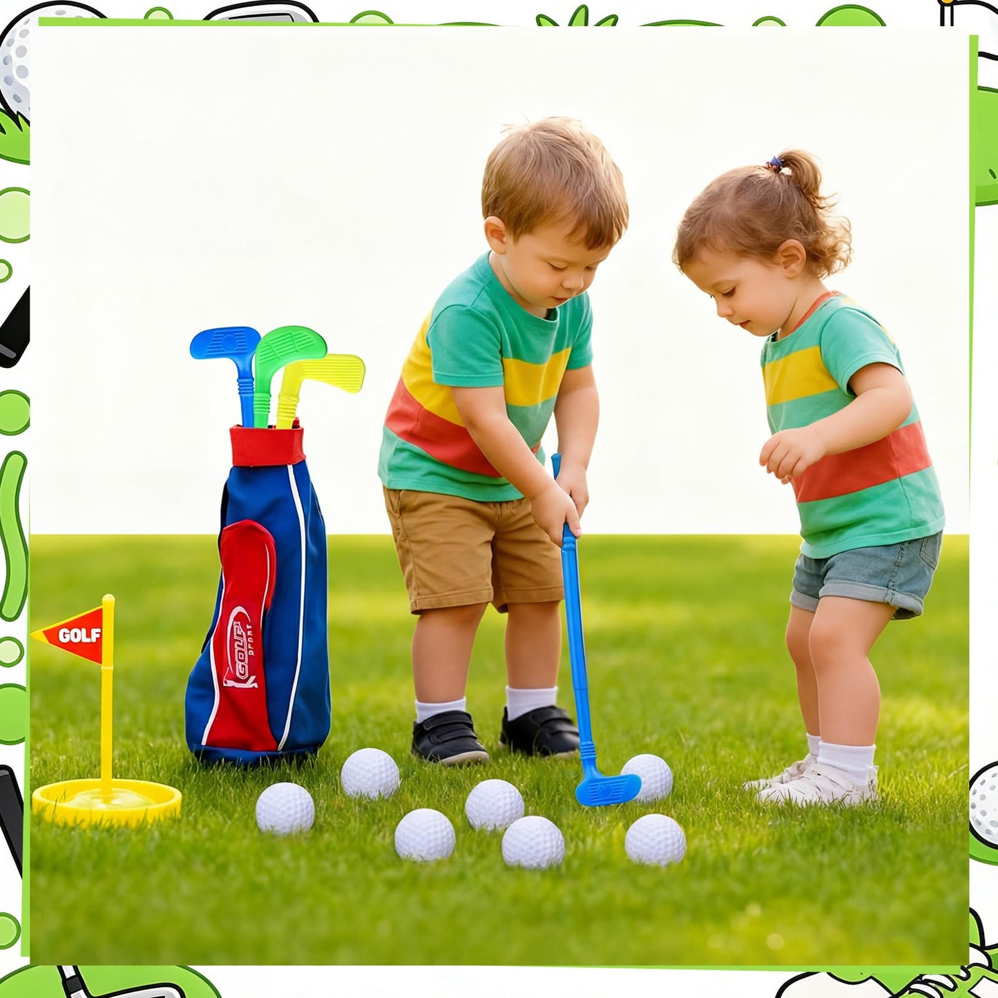 Teyva Daily 24 Pcs Plastic Mini Golf Clubs for Toddlers, Kids Golf Birthday Party Favors, Kids Clubs and Balls Toy Set, Toddlers Outdoor Indoor Lawn Sports for Boys Girls Party Supplies(Classic)
