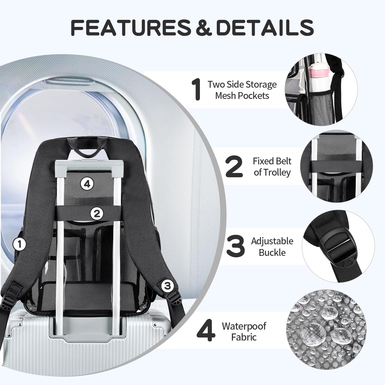 Cusangel Clear X-Large Backpack Heavy Duty Clear BookBag,17.5inch TPU Large Capacity See Through Backpack for Sport Events,Travel,Plastic backpacks for 15age+