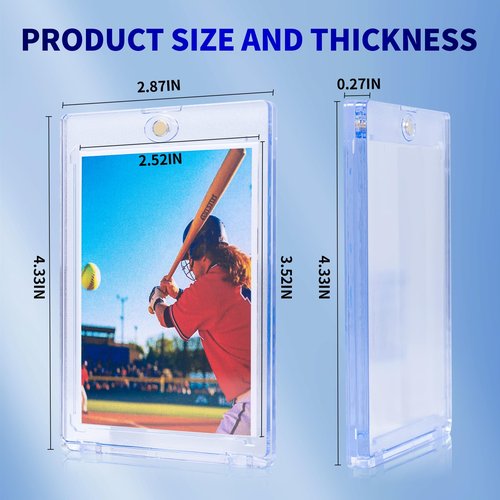 TRUGQ 30ct Magnetic Card Holder for Trading Cards,35PT One Touch Card Holder Super - Strong Baseball Card Holders,Ideal for Display & Storage Display Case for Standard Cards
