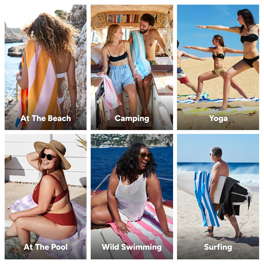 Dock & Bay Beach Towel - Quick Dry, Sand Free - Compact, Lightweight - 100% Recycled - Includes Bag - Mellow Yellow - Extra Large (200x90cm, 78x35)