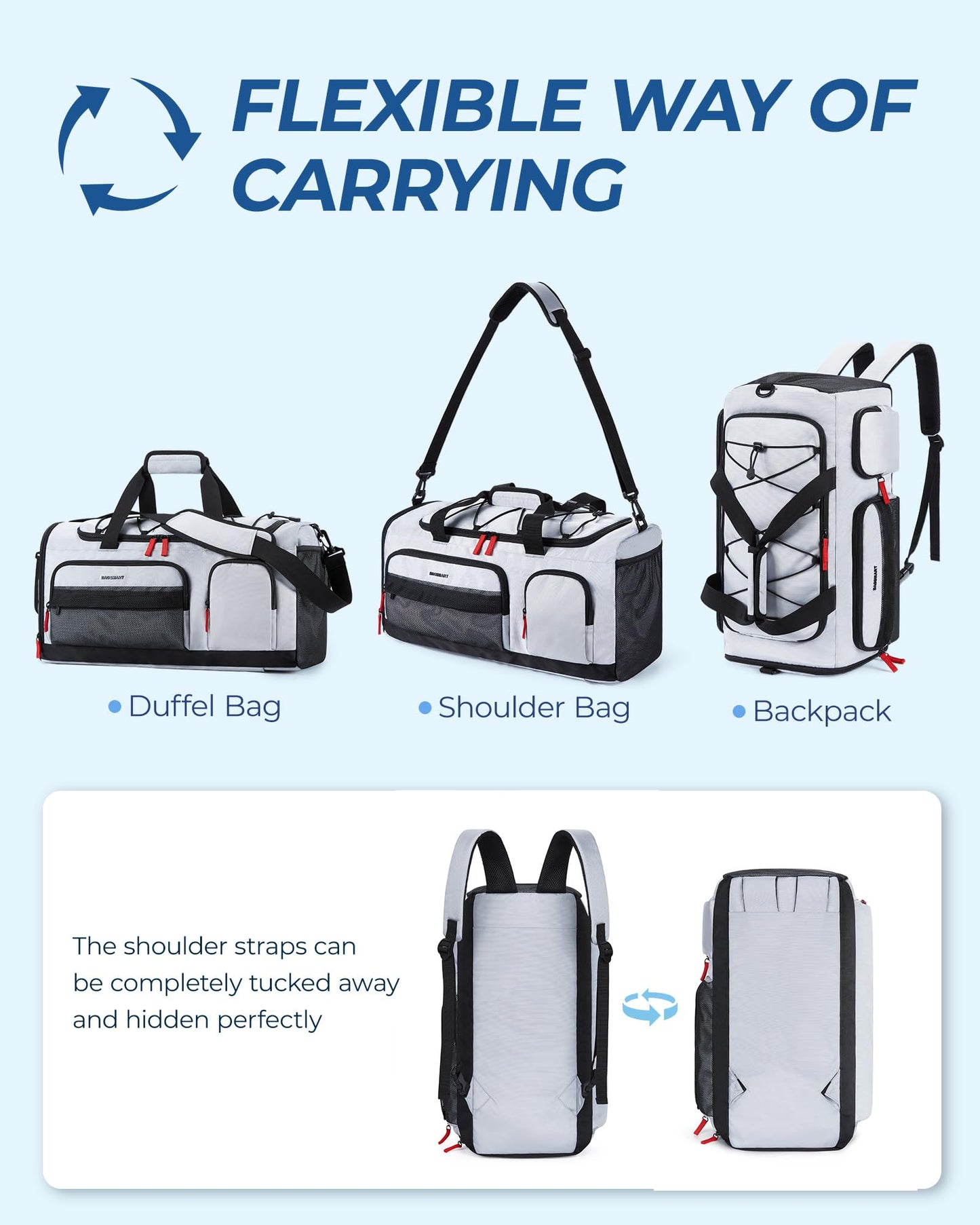 BAGSMART Gym Bag for Men, Athletic Sports Backpack Travel Hiking Duffel