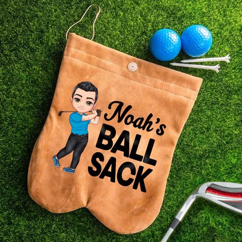 Personalized Golf Ball Bag, Custom Cartoon Character & Name on Golf Shag Bag with 2 Balls, Birthday Gift for Men Women (Cartoon Character)