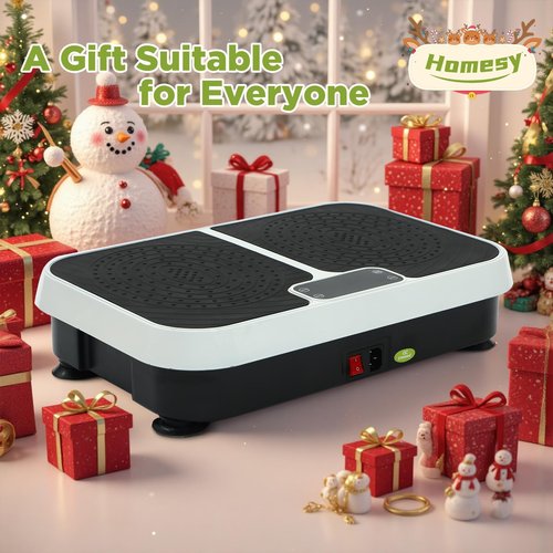 Homesy Vibration Plate Exercise Machine, Vibrating Plate for Lymphatic Drainage, Full Body Shaking Workout Fitness Platform Board, Sport Gym Equipment for Weight Loss Fat Burner for Women Men, Black