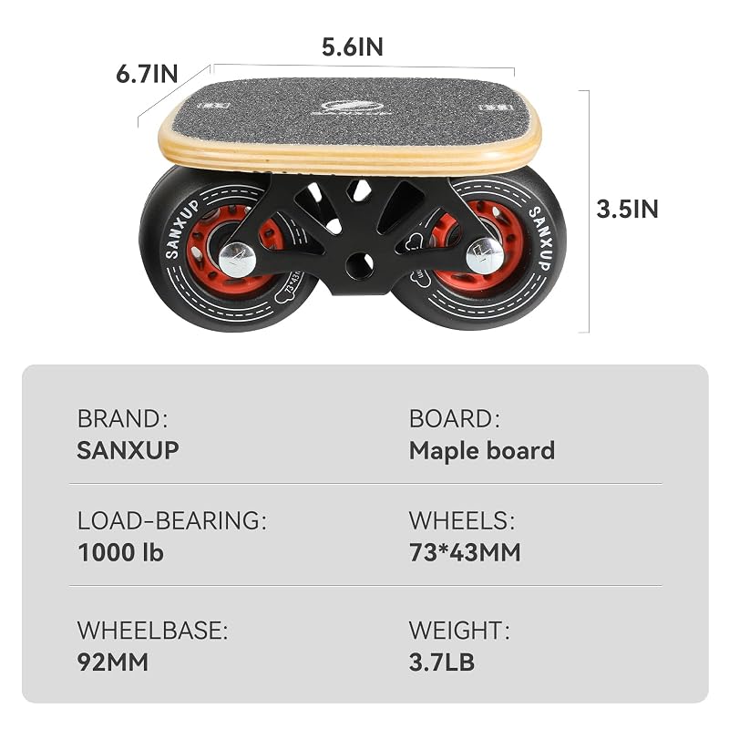 Sanxup Freeskates Black - Portable Roller Road Skates Plate with Aluminum Deck, Non-Slip, PU Wheels