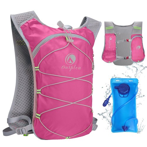 Outplea Small Running Water Vest, Festival Water Backpack with 2L Water Bladder, Lightweight Hydration Pack, Hiking Hydro Pack, Hydropack for Women Men Runners Camping Biking Climbing