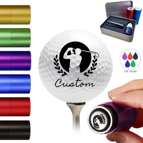 Custom Golf Ball Stamp Marker, Absolutely Clear - Self-Inking Golf Ball Personalized Stamp with Monogram Logo Design, Durable Waterproof Golf Ball Marking Gift for Golf Lover Dad HusbandFriend Gift
