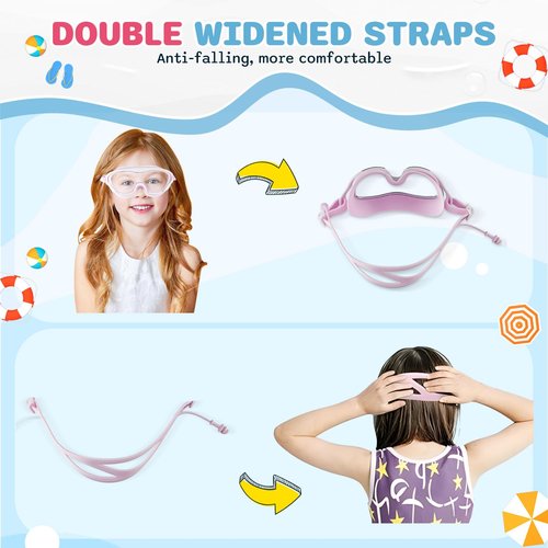 Zoomsnail Kids Swim Goggles 2 Pack, Anti-Fog Anti-UV Wide View Swimming Goggles for Kids 3-15
