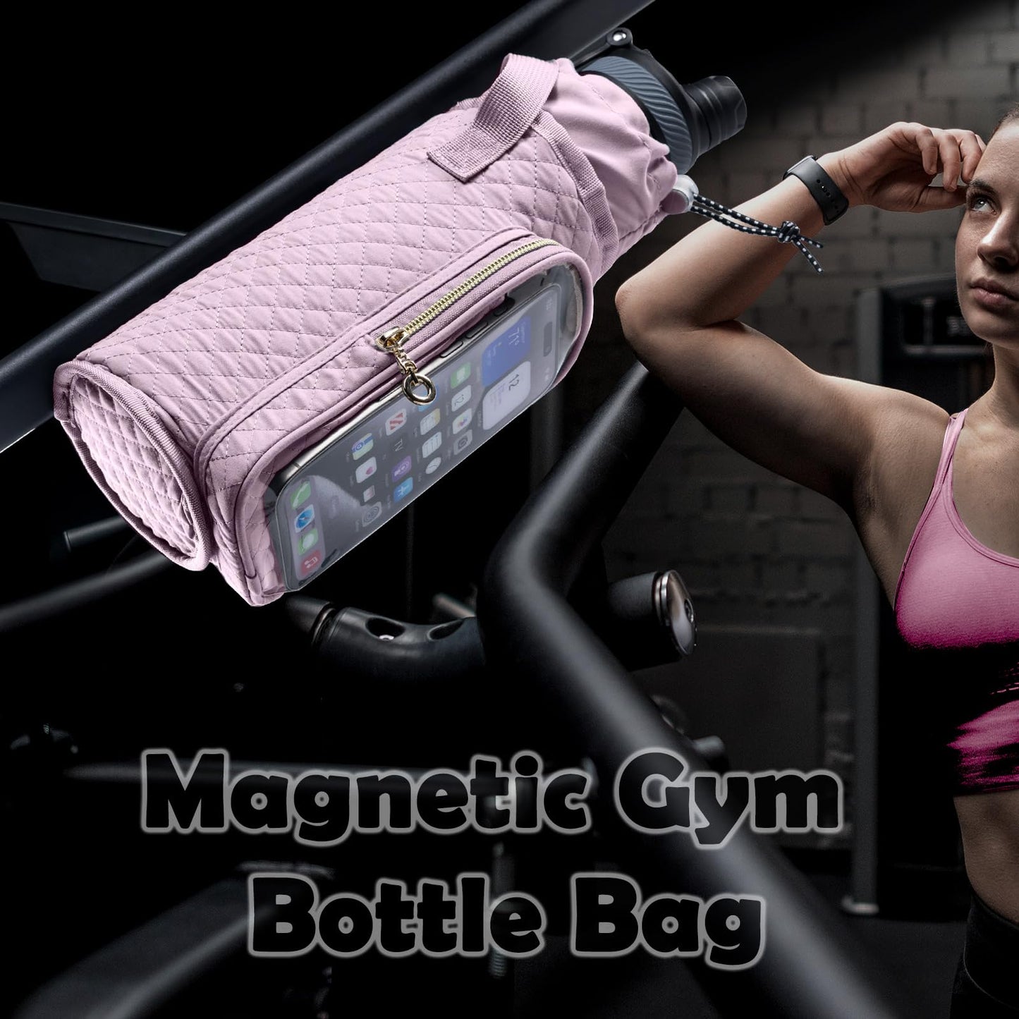 SPORJET Magnetic Gym Bag Bottle Holder - Phone Holder - Bottle Sling Bag Essentials, Gym Gifts for Men and Women
