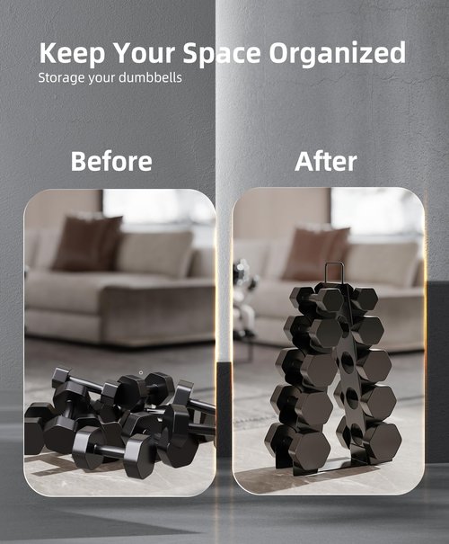okugafit Dumbbell Rack Stand Only, 5 Tier Compact A-Frame Dumbbell Rack with Upgraded Handle