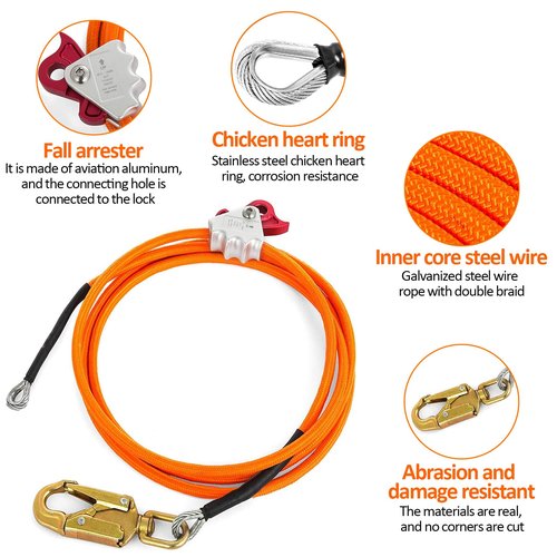 Tree Climbing Gear，Tree Climbing Spikes, Tree Climbing Gear with Adjustable Climbing Straps and Steel Core Flip Line, Rock Climbing Kit with Triple Lock Lanyard Adjuster