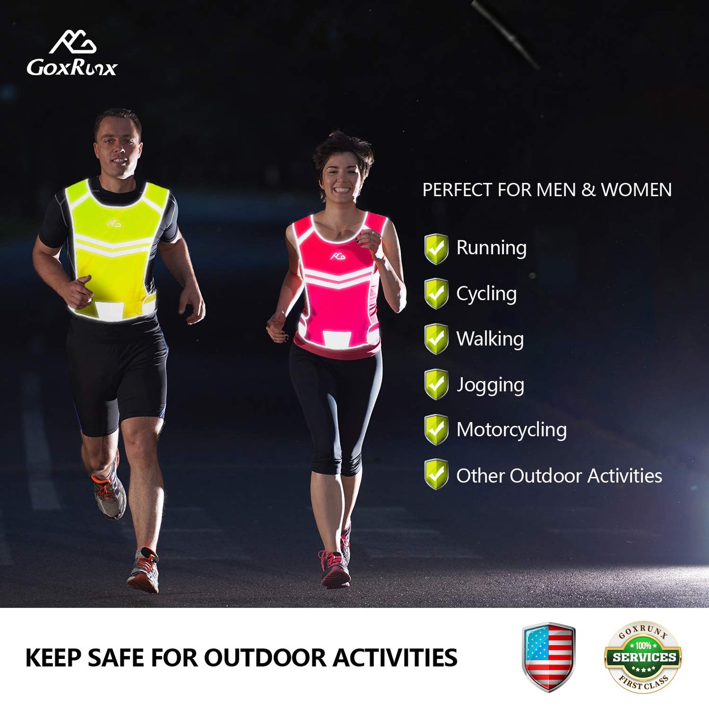 Reflective Running Vest Gear Ultralight & Comfortable Cycling Motorcycle Reflective Vest-Large Zippered Inside Pocket & Adjustable Waist- High Visibility Night Running Safety Vest (Yellow, M)