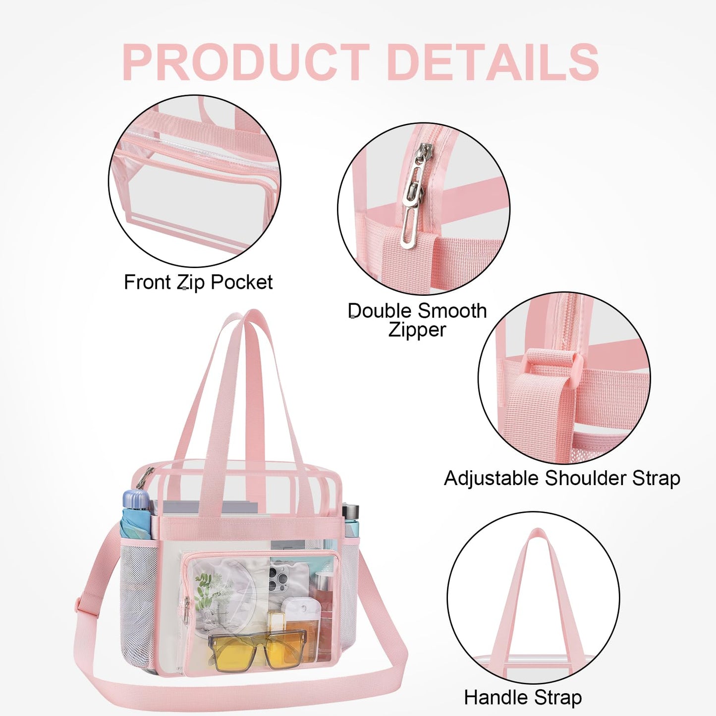 USPECLARE Clear Bag for Stadium Events, 12x6x12 Transparent Stadium Messenger Bag for Concerts, Work, Sports Games, Gym
