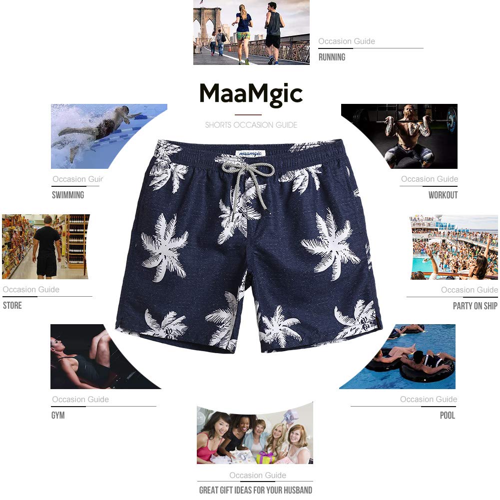 maamgic Mens Swim Trunks Quick Dry Swim Shorts with Mesh Lining Funny Swimwear Bathing Suits 7inch Bird Black Large