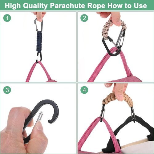 M METERXITY 5-Pack Braided Paracord Keychain with Clips, 7.9 Inch Paracord Lanyard Clips Durable Hanger Hook for Backpacks Water Bottle for Camping/Hiking/Fishing/Traveling [Khaki]
