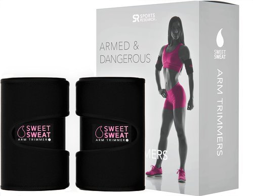 Sports Research Sweet Sweat Arm Trimmers for Men & Women | Helps Increase Heat & Sweat | Includes Mesh Carrying Bag (Small)