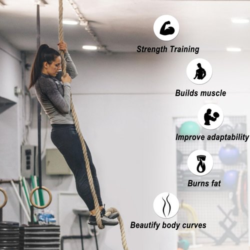 LTTGX Gym Climbing Rope for Strength Training & Fitness Workout - 10ft Exercise Rope for Climbing Training Home Gym