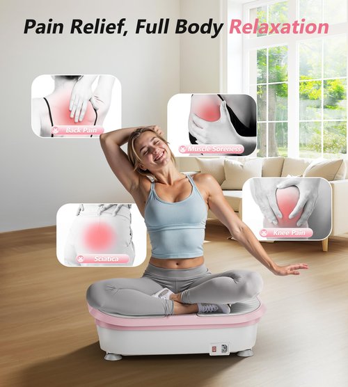 FEIERDUN Vibration Plate Exercise Machine, Vibration Plate for Lymphatic Drainage & Pain Relief, Power Plate with Resistance Bands for Fitness, Weight Loss & Recovery