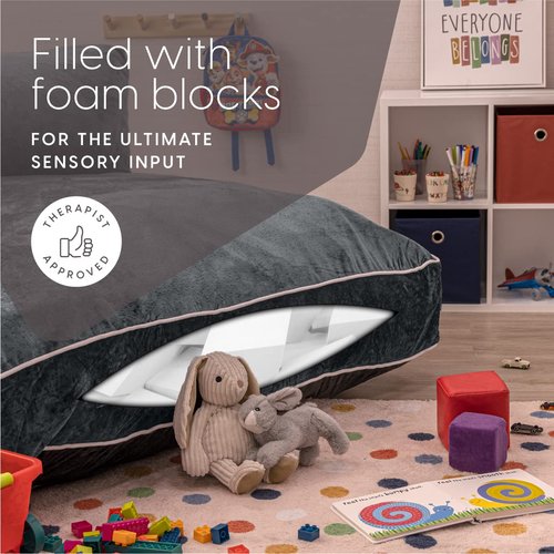 Milliard Deluxe Crash Pad, Bean Bag Couch, Sensory Pad with Foam Blocks for Kids and Adults with Washable Cover (5 feet x 4.5 feet)