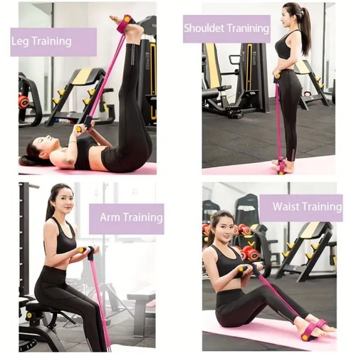 Multifunction Elastic Yoga Pedal Puller Resistance Band, 6-Tubes Tension Rope, for Abdomen/Arm/Leg Stretching Slimming Training