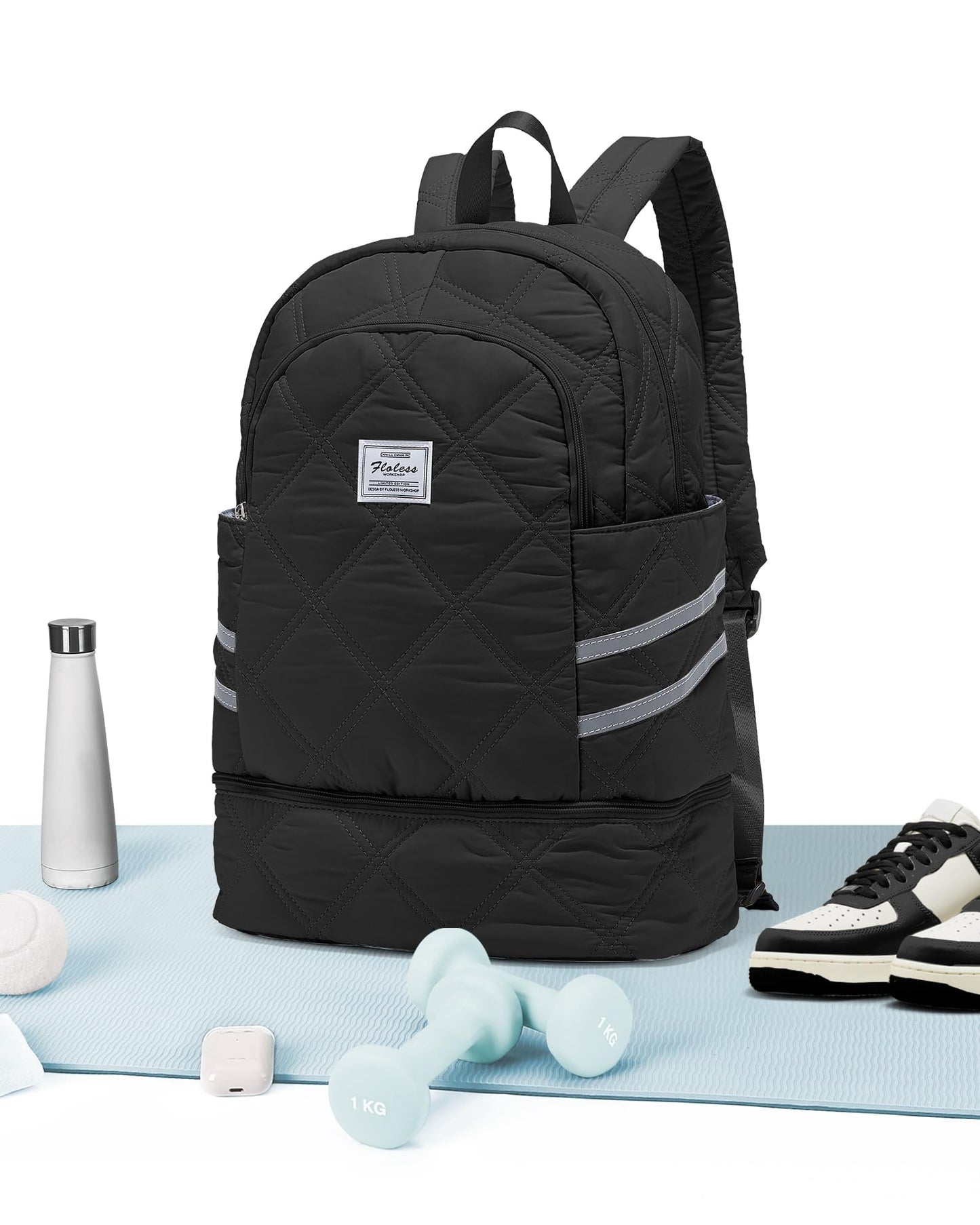 VENATIN Gym Backpack for Women Men, Lightweight Gym Bag with Shoe Compartment, Water Resistant Sports Backpack with Wet Pocket, Large Capacity Cheer Backpacks for Girls, Black