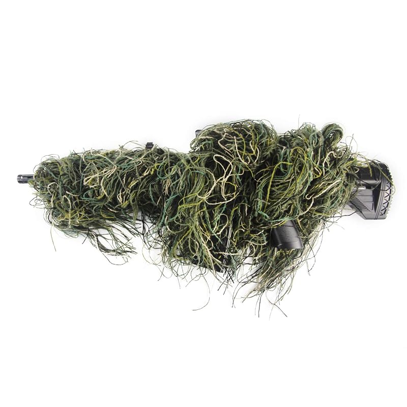 Woodland Ghillie Rifle Cover Wrap with Elastic Strap 4ft (120cm) - GUGULUZA