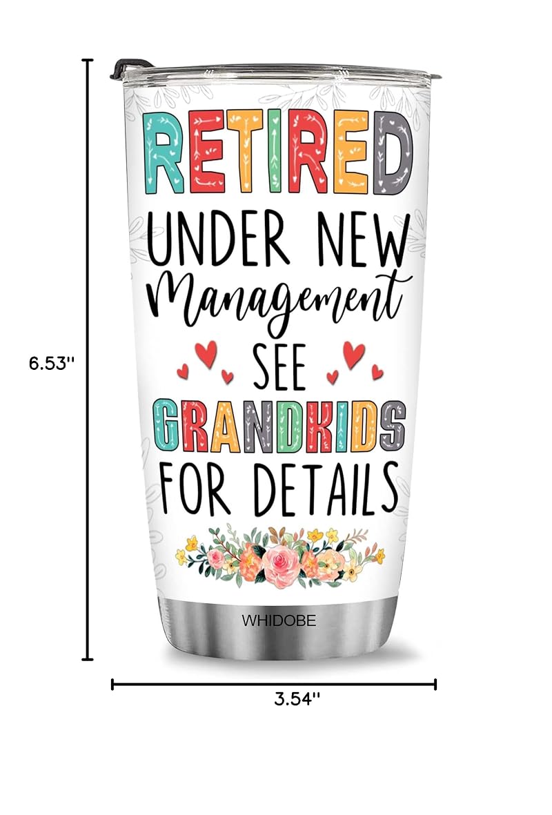 WHIDOBE Retirement Tumbler - Gift for Retired Women, Grandma, Mom - 20 oz Stainless Steel