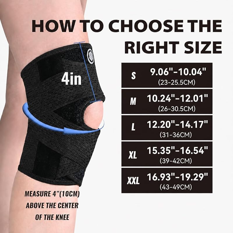 Knee Brace with Side Stabilizers - Adjustable Support for Meniscus Tear, ACL, MCL & Arthritis – Black, Large (Variation: Black+Large)