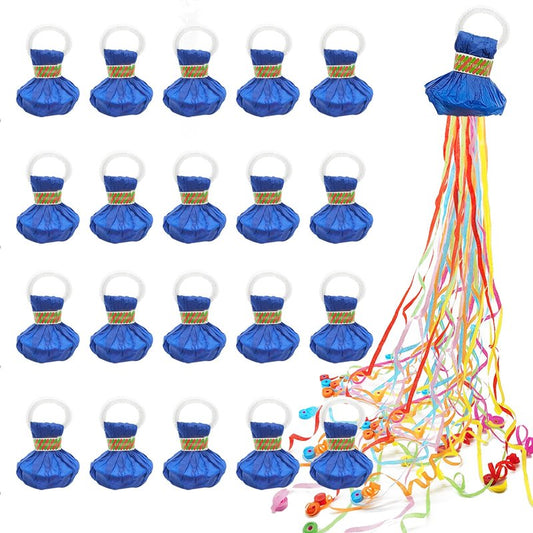 20 Pack No Mess Streamers,Colorful No Mess Paper Crackers,Hand Throw Confetti Streamer for Birthday,Wedding,Party,Celebrations,Retirement Party (Blue)