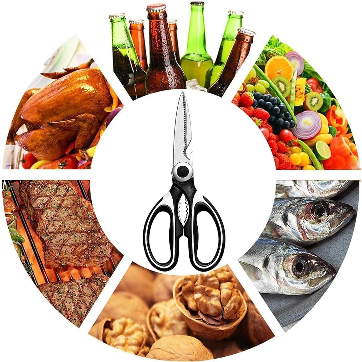 Kitchen Scissors, Stainless Steel Scissors All Purpose Heavy Duty for Food Dishwasher Safe, Kitchen Shears for Kitchen Meat Chicken Fish Poultry Herb Bread