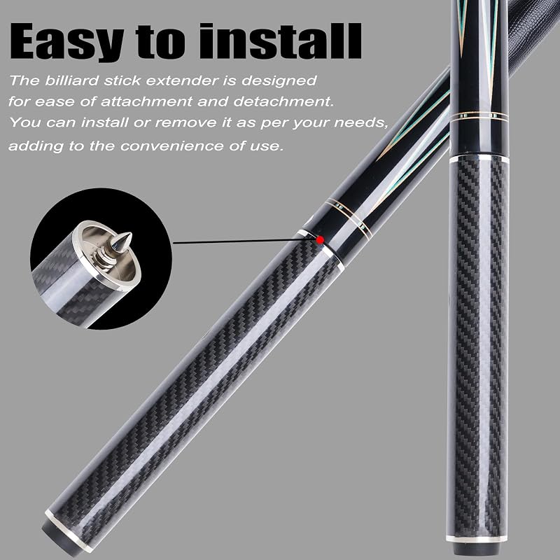 CUEELF 8-Inch Pool Cue Extension – Carbon Fiber Billiard Stick Extension (Variation: 8inch-extension)