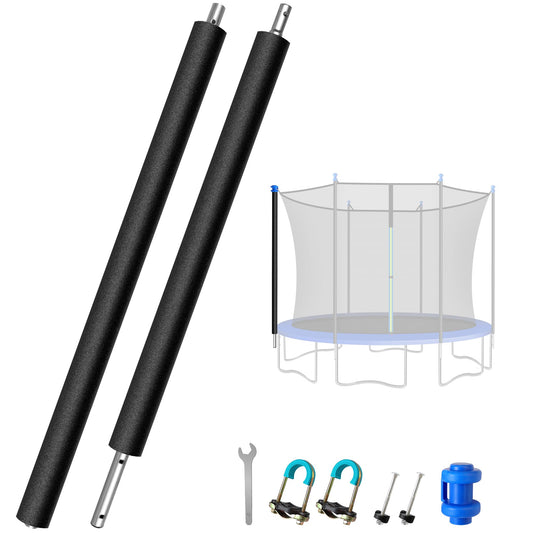 1PCS Upgraded Trampoline Replacement Pole – Thicker Universal Trampoline Enclosure Pole Fits 8-16FT Straight Pole Trampoline Frame,2 Installation Options, Includes Foam Sleeve, Pole Cap & Hardware