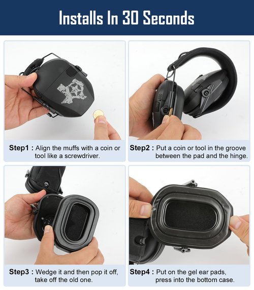 Upgraded Gel Ear Pads for Walker's Razor Earmuffs, Comfortable and Soft Replacement Gel Ear Cups with Sealed Bottom Shell