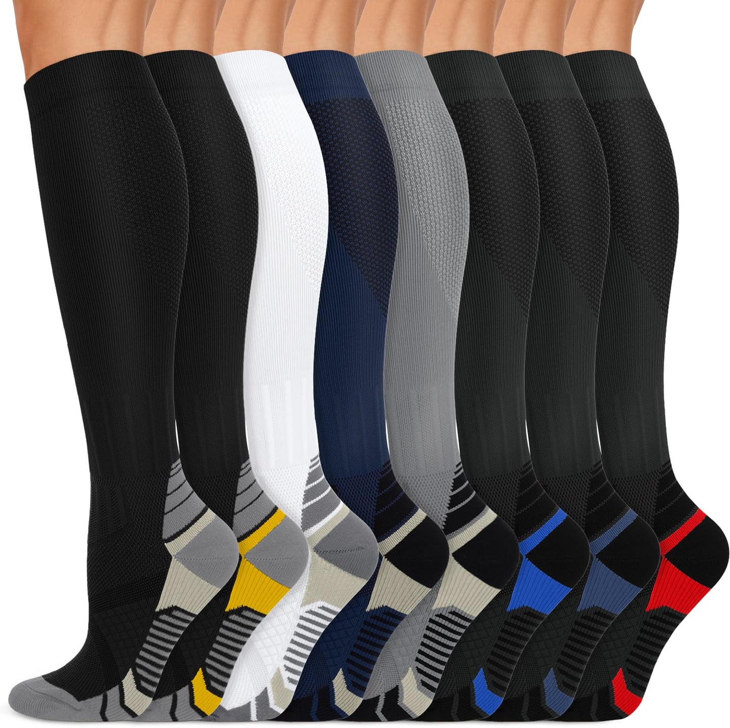 Copper Compression Socks 15-20 mmHg for Men & Women 8 Pairs – Circulation Support for Nurses,Travel,Running,Hiking,Soccer,Gifts,Pregnant,Flying,Workout Compression Socks(S/M)