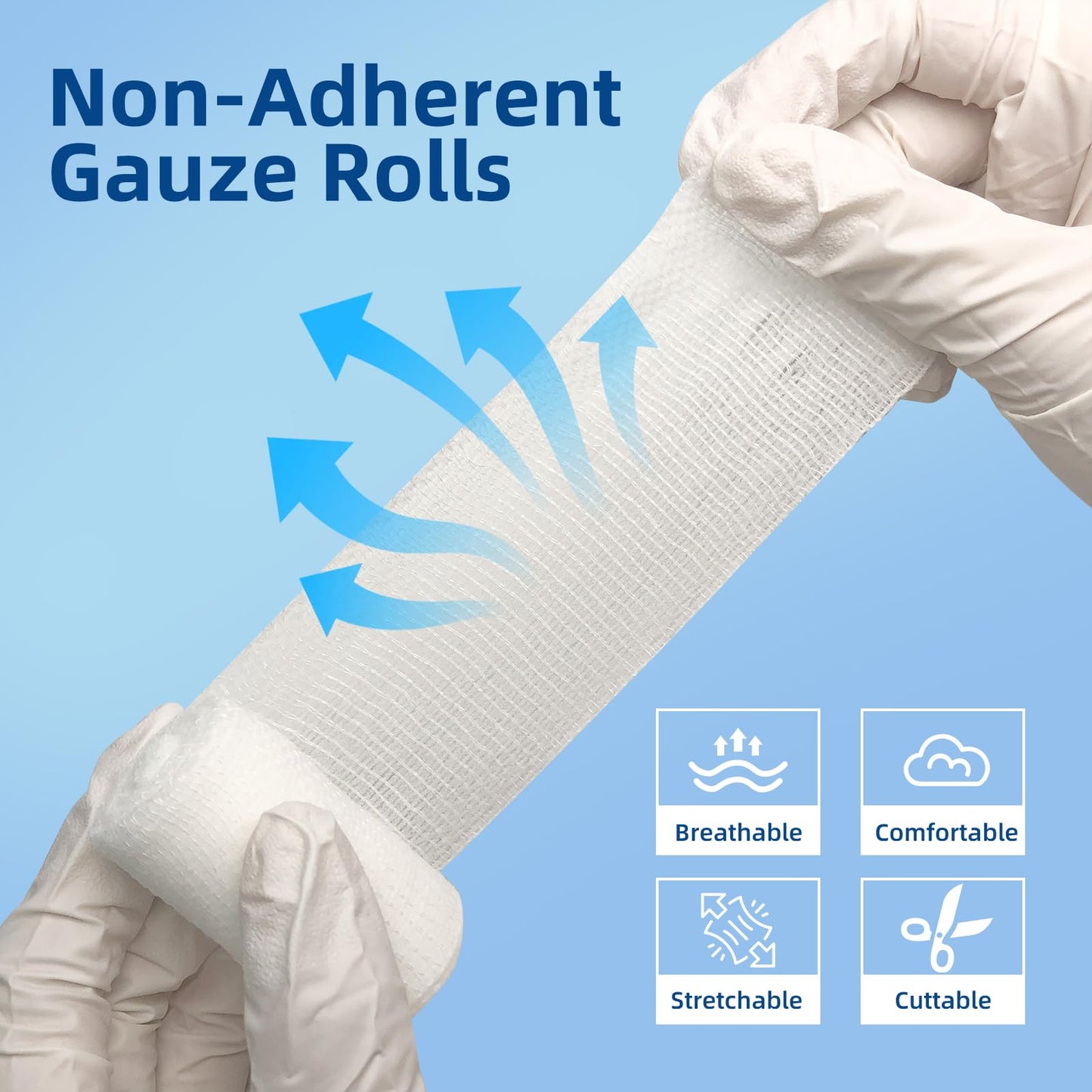 GlobalRoll Stretch Gauze Bandage, Gauze Rolls 2'' x 4.1 Yards - 24 Rolls Individually Wrapped Conforming Stretch Bandage, First Aid Wound Care Rolls for Primary Wound Dressing Support