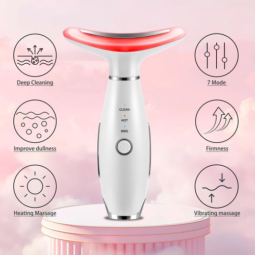 Whsdo 7-in-1 Red-Light-Therapy-for-Face and Neck, Face Neck Massager for Daily Skin Care Routine