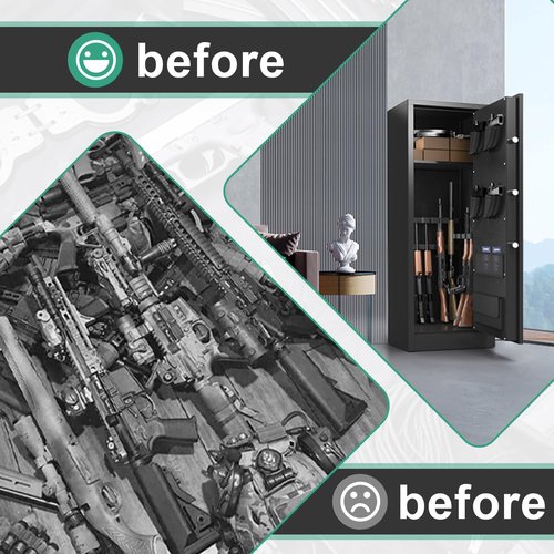 Marcree Gun Safe, 8-12 Gun Cabinets for Rifles and Shotguns with Dual Alarm System, Quick Access Guns Locker with Removable Shelf, Digital Rifle Cabinet for Home, Mute Function, Assembly Required