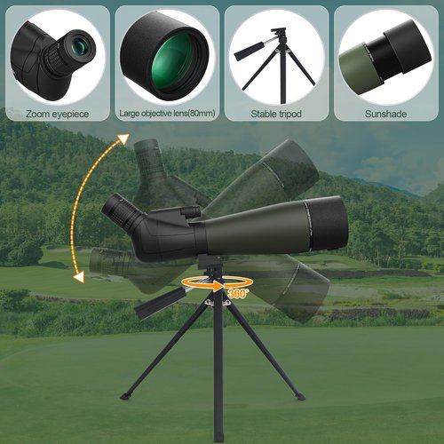 WOZEL 25-75X80 Spotting Scopes for Target Shooting - HD Spotter Scope with Tripod Carrying Bag & Smartphone Holder - BAK4 Waterproof Spotting Scope for Bird Watching Hunting Wildlife Viewing
