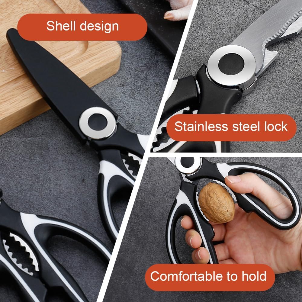 Kitchen Scissors, Stainless Steel Scissors All Purpose Heavy Duty for Food Dishwasher Safe, Kitchen Shears for Kitchen Meat Chicken Fish Poultry Herb Bread