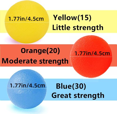 FMELAH 3 Resistance Levels Hand Exercise Balls, Stress Balls for Adults, Squeeze Balls for Physical Therapy, Hand Grip Strength Trainer Hand Squeezers for Strength, Wrist Forearm Finger Exerciser