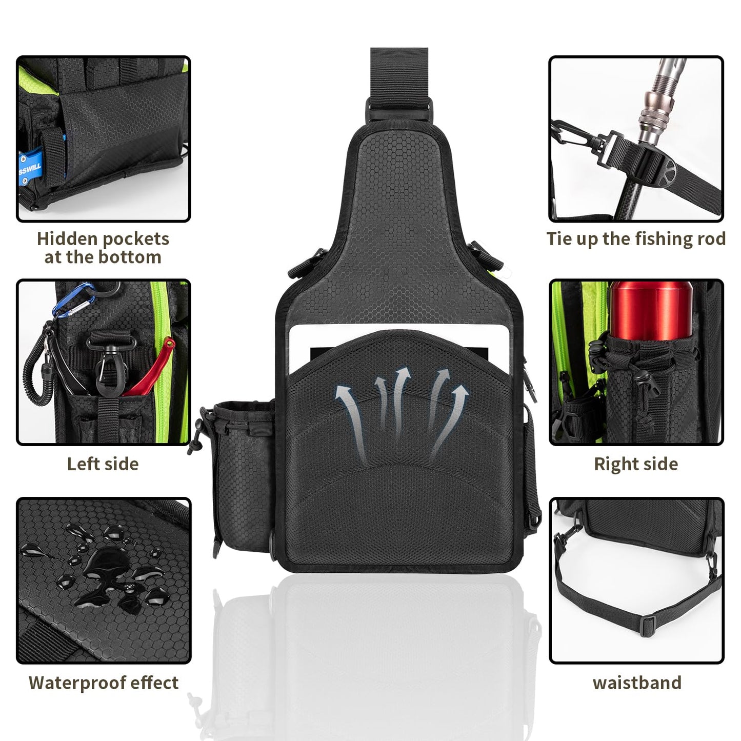 BLISSWILL Fishing Backpack with Rod Holder Tackle Bag Gear Bag Fishing Gifts for Men
