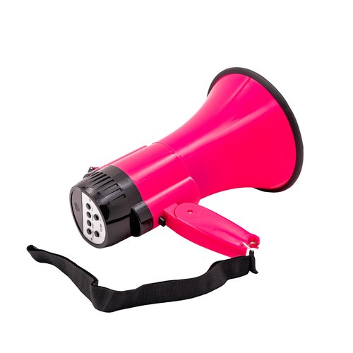 BEMLDY Portable Megaphone Bullhorn 30 watt Power with Built-in Siren/Alarm-240s Record-Adjustable Volume -Strap Powerful and Lightweight (Plus-Voice Recording, Pink)