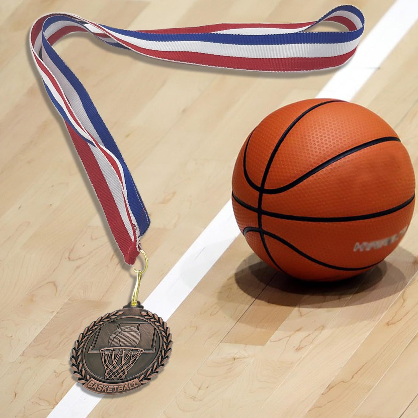 Donrime Basketball Medals for Awards - 12 Pack Bronze Metal Medal for Basketball Team, Sports Day Favors Prizes for Kids Boys Children Adults(Bronze)