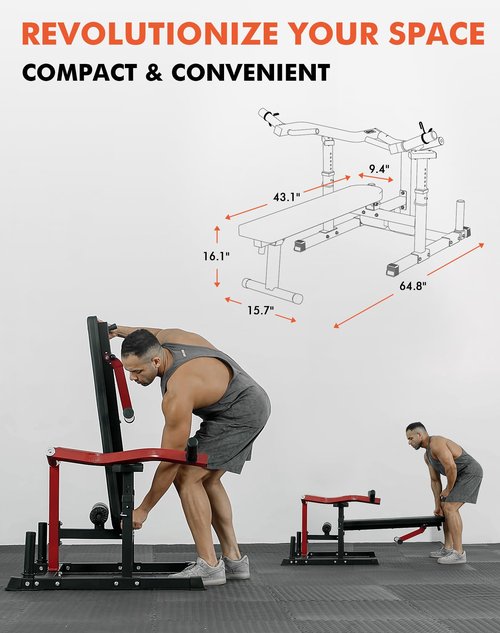 GMWD Chest Press Machine, 1250LBS Bench Press Machine with Independent Converging Arms, Adjustable Flat Incline Bench for Chest, AB Workouts, Shoulder Home Gym Equipment, Red, V1