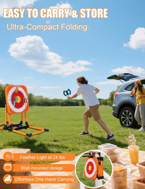 ZoLLa Axe Throwing Game for Backyard-with 8 Throwing Axe & 8 Throwing Stars,23.6in Foldable Target,Yard & Outdoor Games for Adults and Family